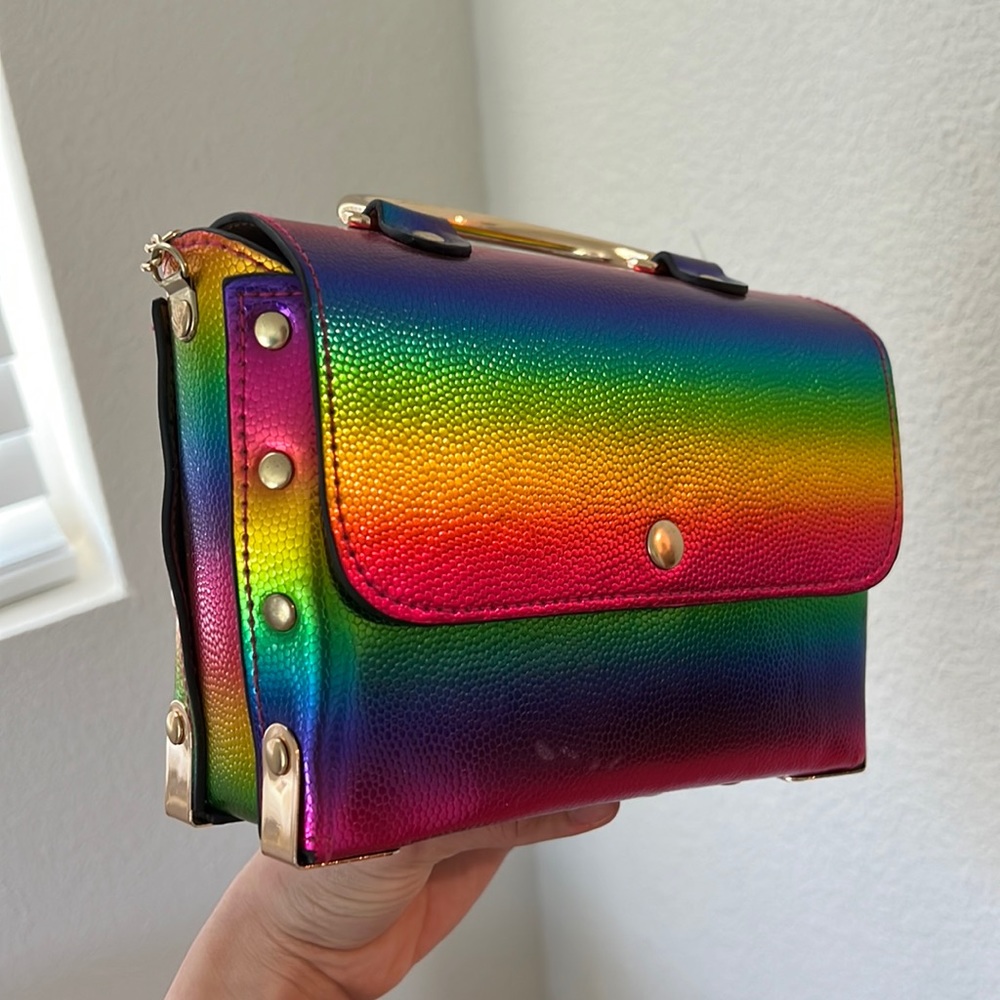 Rainbow multi color handbag